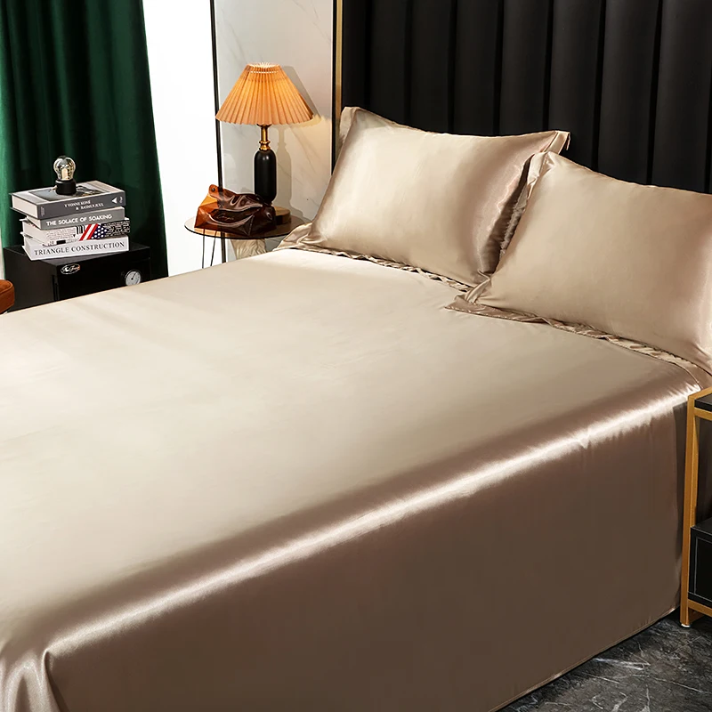 Luxury Bedding with Fitted Sheet Flat Sheet Pillowcase Mulberry Silk Bed Sheets Set Queen King Size Deep Pocket Flat Bedsheets