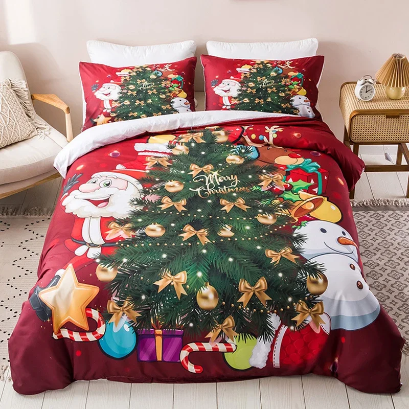 WASART Christmas quilt cover with pillowcase 3pcs 220x240 luxury bedding set duvet cover twin full queen king size bedroom decor
