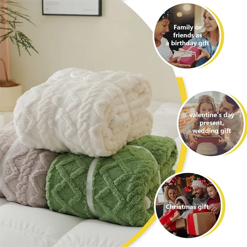 Premium Sherpa Double Layer Blanket Soft Reversible Fleece Warm Thick Throw Blanket for Bed, Couch Cozy All-Season Home Decor