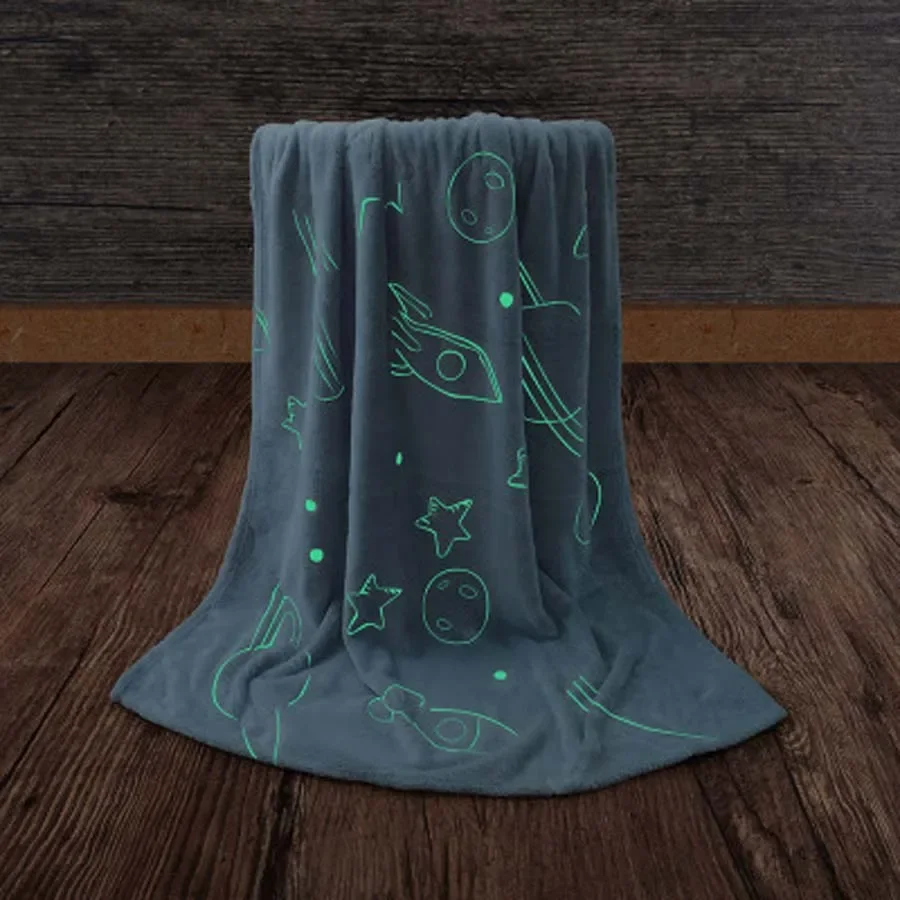 WASART Soft flannel glow in the dark blanket child gift winter warm velvet fleece magic throw blanket for bed sofa bedspread