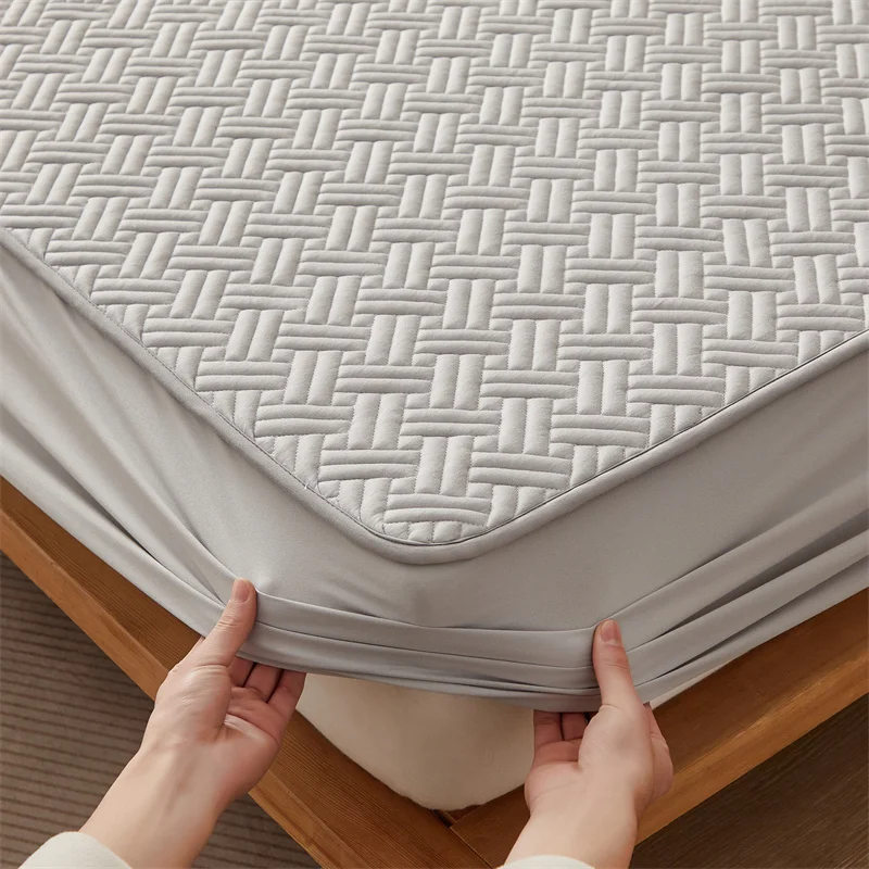 Cotton Quilted Mattress Pad Topper Soybean Microfiber Filling Anti-bacterial Queen King Size Bed Pad Protector Cover Fittedsheet