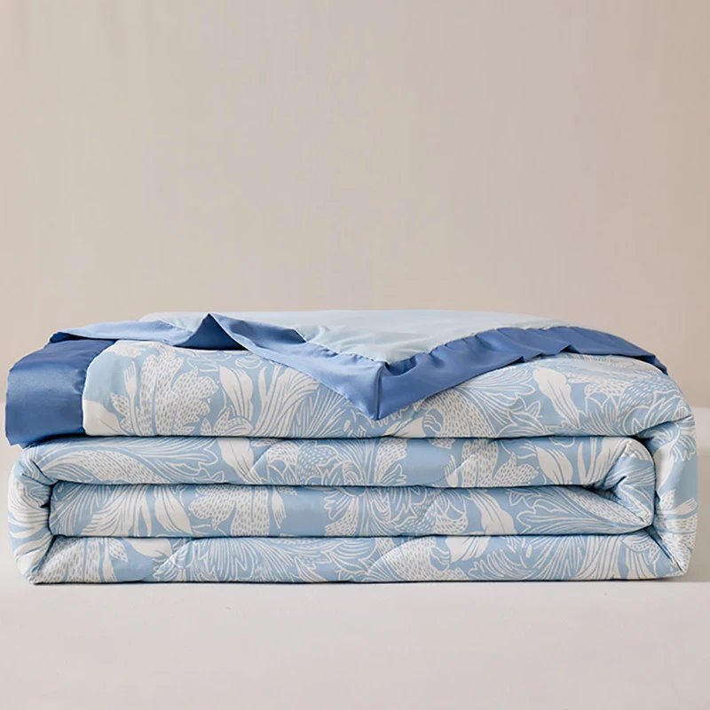Fashion Cooling Blanket for Bed Silky Air Condition Lightweight Cooled Summer Quilt with Nylon Bamboo Fabric Cooling Comforter