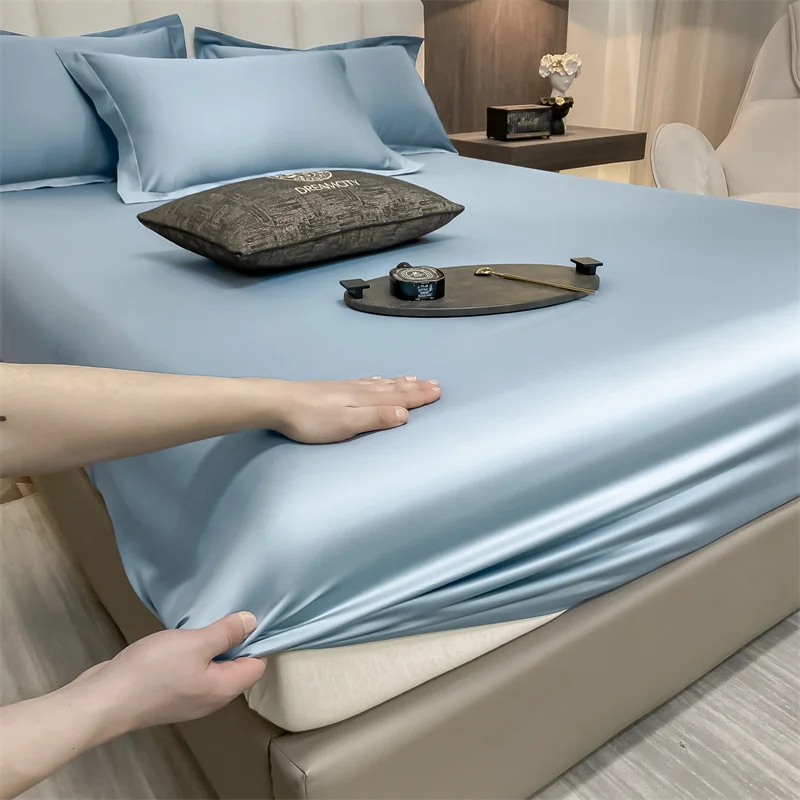 Soft Luxury Egyptian Cotton 400TC Fitted Bed Sheet with Elastic Bands Mattress Cover Non Slip Machine Washable 140/160/180/200cm