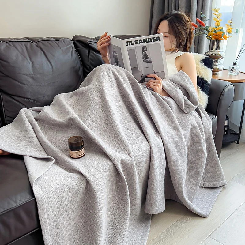 Pure Cotton Throw Blanket Soft Muslin Throws Blankets for Couch, Sofa, Bed Luxury Lightweight Boho Large Summer Blanket Quilt