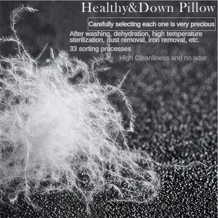 95% Goose Down Feather Pillow with Pure Cotton Shell 2pcs 3D Bread Pleated Bedroom Pillows 5-Star Hotel Low Mid High Pillows