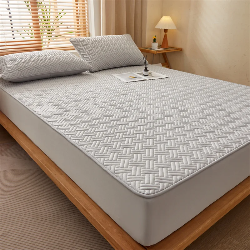 3pcs/set Quilted Mattress Cover Cotton Soft Anti-bacterial Breathable Bed Pad Mat Mattress Protector Toper Cover with Pillowcase