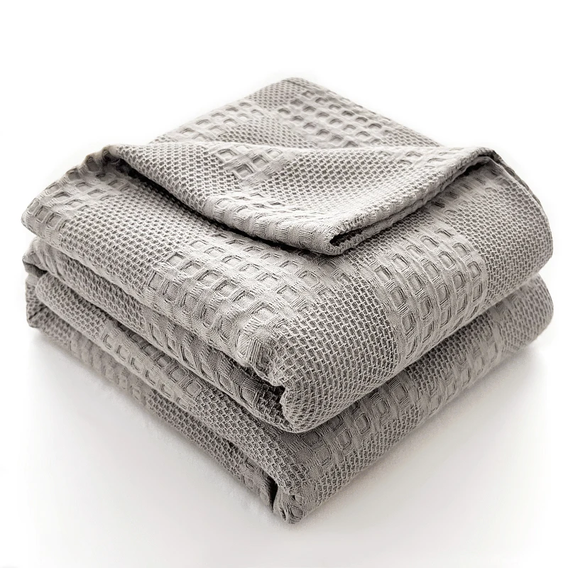Battilo Cotton Throw Blanket Soft Breathable Waffle Blanket for Twin Queen King Bed Decorative Plaid Sofa Blankets Summer Throws