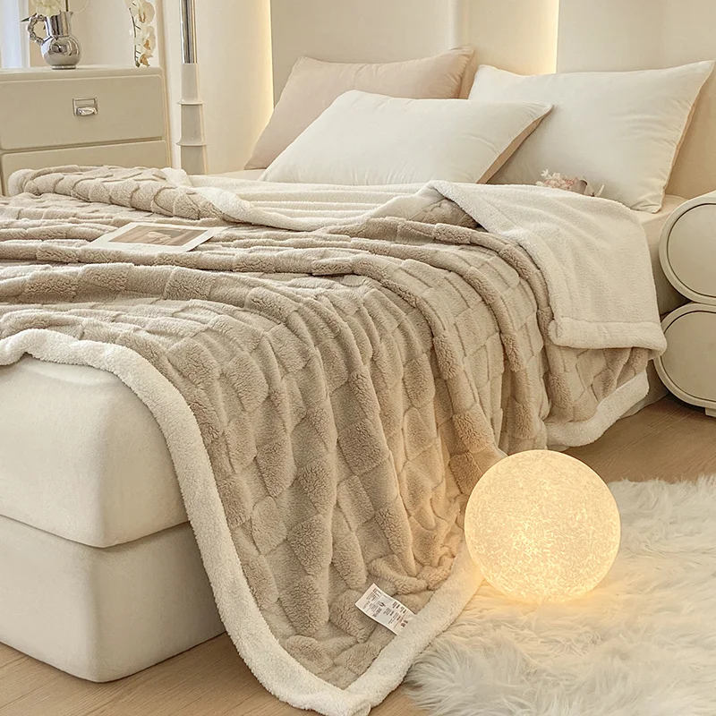Premium Sherpa Double Layer Blanket Soft Reversible Fleece Warm Thick Throw Blanket for Bed, Couch Cozy All-Season Home Decor