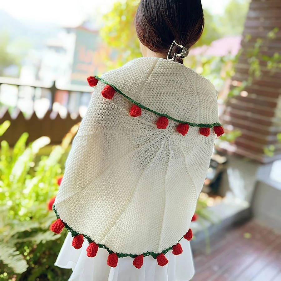 WASART Rose Bouquet Blanket Handmade Crocheted Knitted Blanket Outdoor Shawl Plaid Large Throw Blankets Best Birthday Party Gift