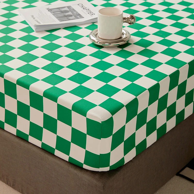 Cotton Fitted Sheet with Elastic Bands Non Slip Adjustable Mattress Cover for Double King Bed Non-Slip 140x200 160x200 200x200cm