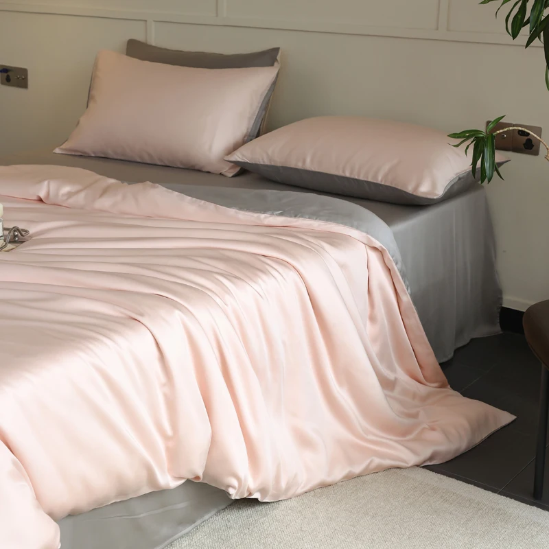 Mulberry Silk Bedding Set Twin Full Queen Size Duvet Cover Set with Quilt Cover Flat Sheet Pillowcase Luxurious Smooth Bed Sheet