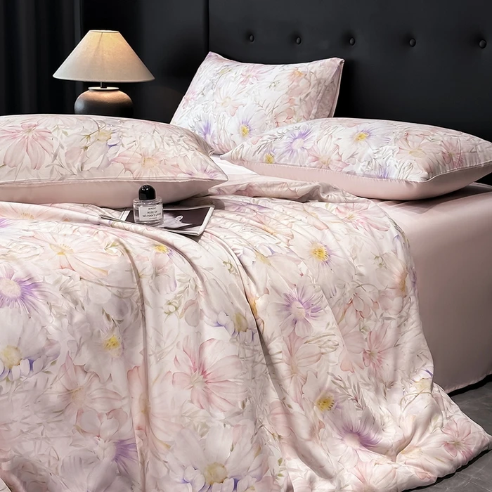 Luxury Organic Bamboo Silky Bed linens Bedding Set Vintage Flat Bed Sheet Double Queen King Duvet Cover Pillowcases Rural Style