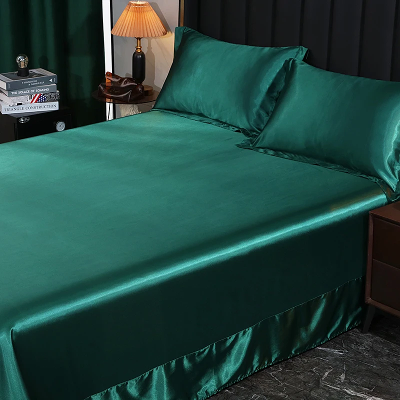 Luxury Bedding with Fitted Sheet Flat Sheet Pillowcase Mulberry Silk Bed Sheets Set Queen King Size Deep Pocket Flat Bedsheets