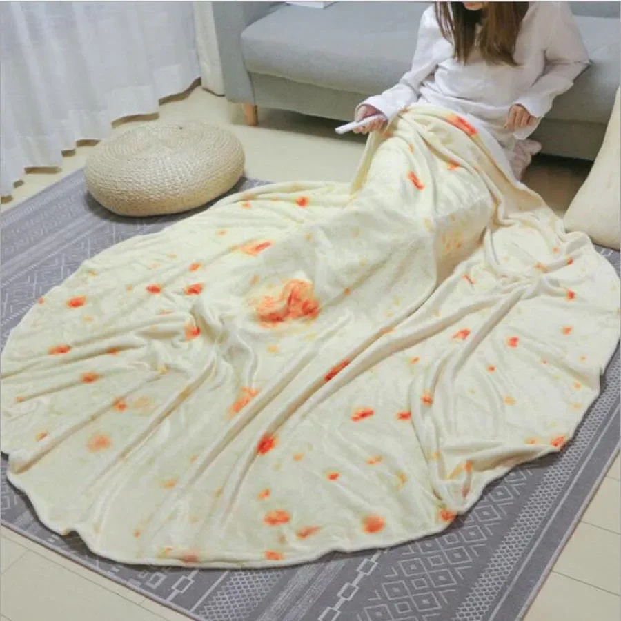 WASART Soft warm flannel tortilla pizza blanket mexican pita lavash fleece sofa plaid winter fluffy plush thick throw blankets