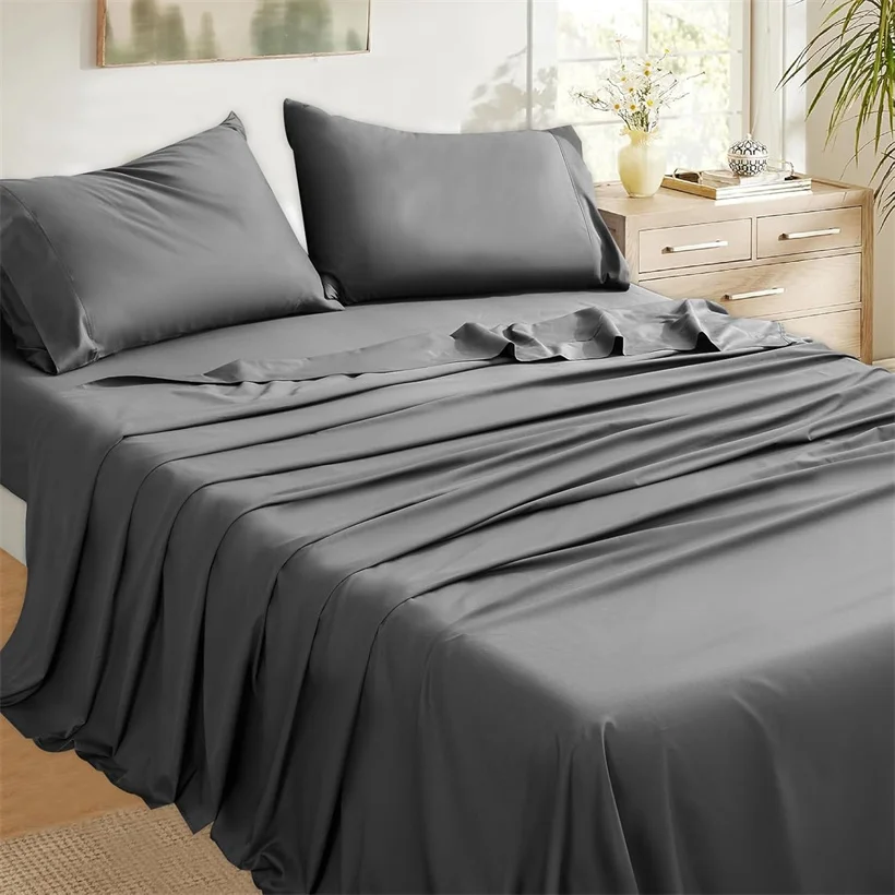100% Egyptian Cotton Bed Sheet Set 1600 Thread Count Bedding Set Luxury Flat Top Sheet Fitted Bed Sheets Pillowcase Smooth Soft