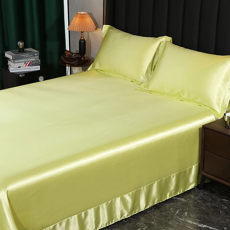 Luxury Bedding with Fitted Sheet Flat Sheet Pillowcase Mulberry Silk Bed Sheets Set Queen King Size Deep Pocket Flat Bedsheets