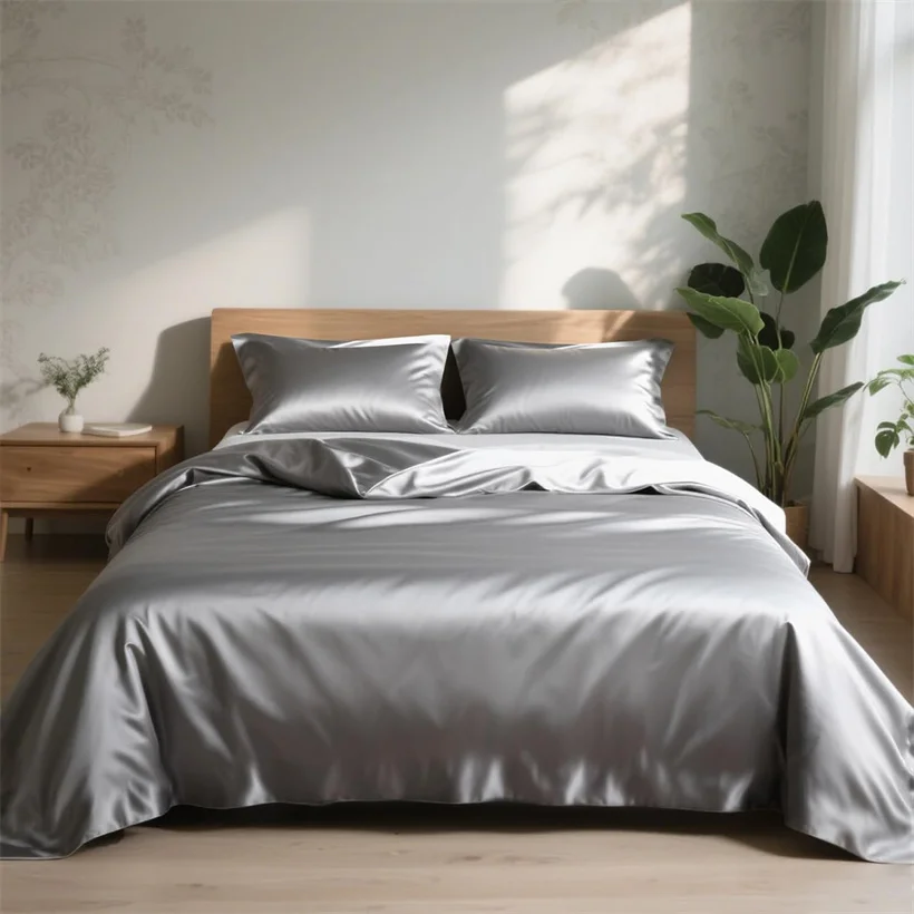 Mulberry Silk Bedding Set Twin Full Queen Size Duvet Cover Set with Quilt Cover Flat Sheet Pillowcase Luxurious Smooth Bed Sheet