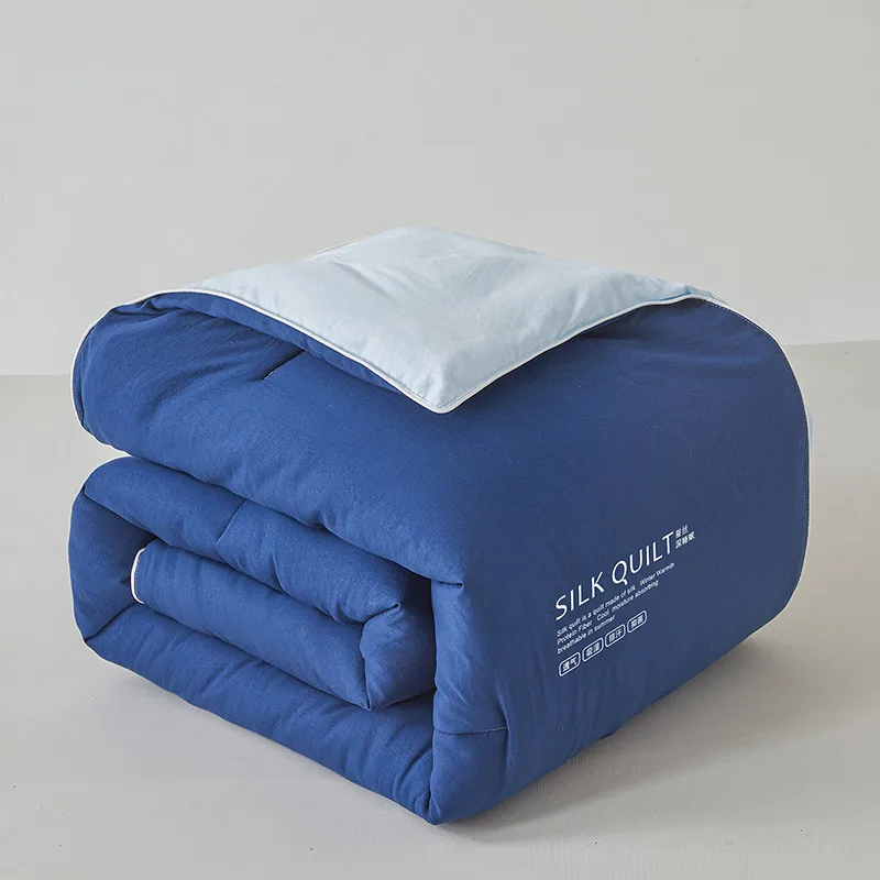 Mulberry Silk Quilt with 100% Silk Filling Temperature Control Comforter Reversible Bed Blanket Luxury Soft Quilts Cotton Cover