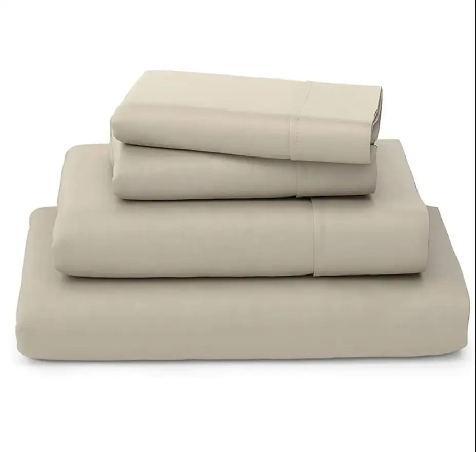 Luxury 100% Bamboo Bed Sheet Set with Fitted Sheets Flat Bedsheet Pillowcase Double Queen King Size Bedding Sets Smooth Silky