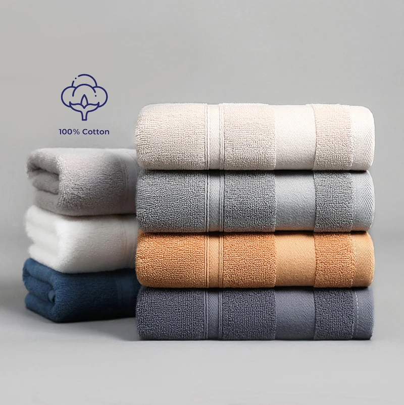 Battilo Cotton Bath Towel Soft Absorbent Face Hand Towels Luxury Hotel Spa Bathroom Towel Solid Beach Towel 2Pcs Bath Towel Set