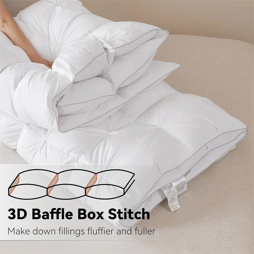 High End White Goose Dwon Comforter 3D Fluffy Luxury Duvet Insert Quilted Five-Star Hotel Winter Thick Cozy Quilt Customized