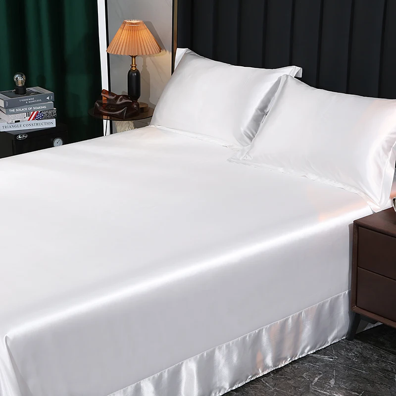 Luxury Bedding with Fitted Sheet Flat Sheet Pillowcase Mulberry Silk Bed Sheets Set Queen King Size Deep Pocket Flat Bedsheets