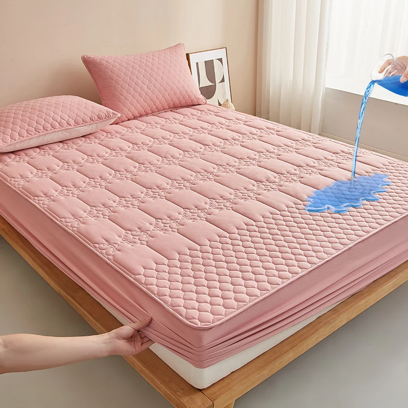 WASART King Size Double Bed Quilted Waterproof Mattress Protector Cover Elastic Fitted Sheet Protection Pad Thick Bedspread 150