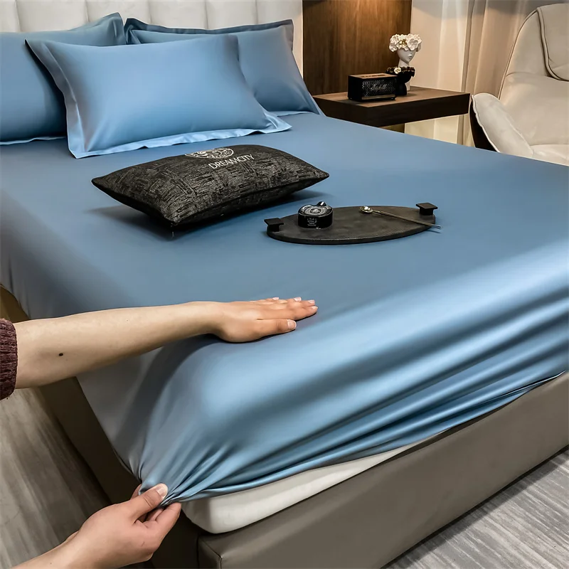 Soft Luxury Egyptian Cotton 400TC Fitted Bed Sheet with Elastic Bands Mattress Cover Non Slip Machine Washable 140/160/180/200cm