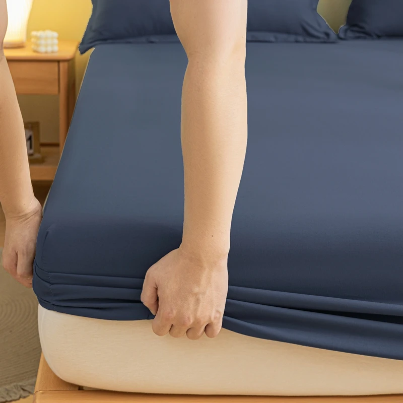 WASART Elastic Fitted Sheet Mattress Protector Solid Color Queen King Size Bed Cover Hypoallergenic Breathable Bedsheet 150x200