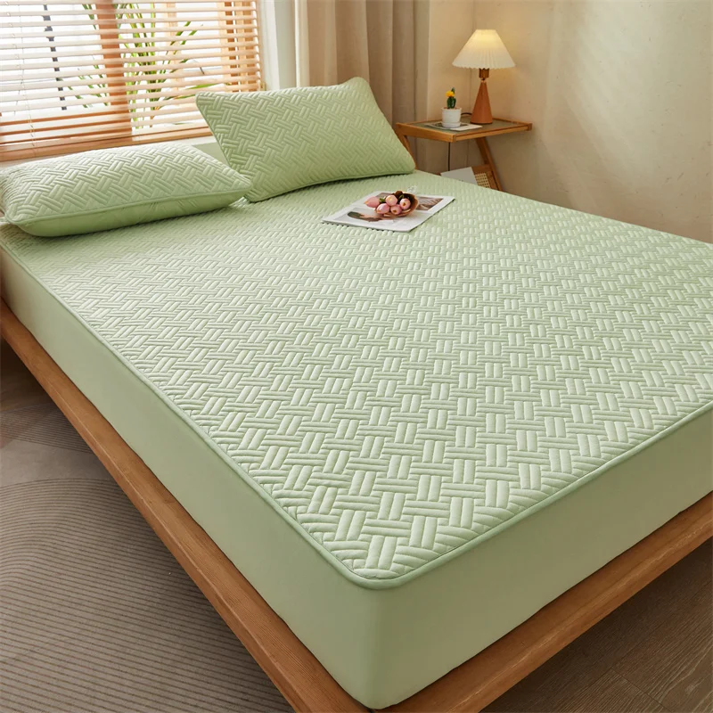 3pcs/set Quilted Mattress Cover Cotton Soft Anti-bacterial Breathable Bed Pad Mat Mattress Protector Toper Cover with Pillowcase