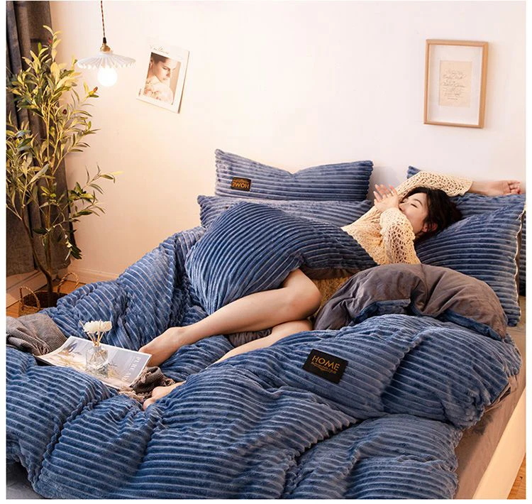 WASART Soft warm plush duvet cover winter 220x240 velvet fleece couple quilt cover double bed luxury bedding set queen king size