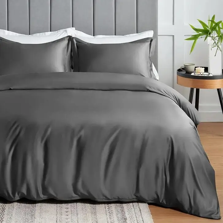 100% Organic Bamboo Bedding Set with Duvet Cover Fitted/Flat Sheet Pillowcase Luxury Silky Bedsheet Bed Linens Queen King Size