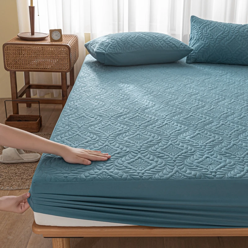 3pcs Set Waterproof Mattress Cover and Pillowcase, 100% Waterproof Mattress Protector, Non-Slip Adjustable Anti-Mite Bedding Set