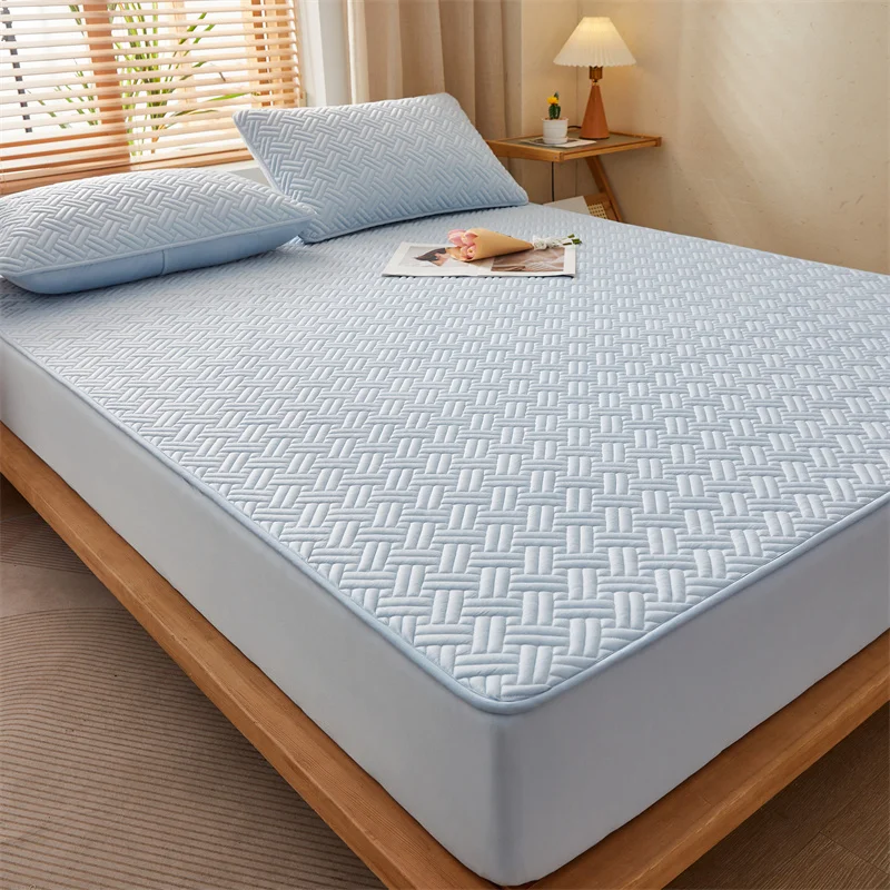 3pcs/set Quilted Mattress Cover Cotton Soft Anti-bacterial Breathable Bed Pad Mat Mattress Protector Toper Cover with Pillowcase