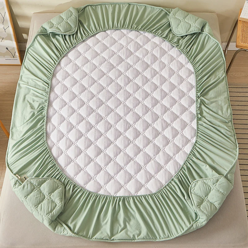 Bedding Pure Cotton Thick Mattress Cover Soybean Microfiber Filling Elastic Fitted Sheet Queen King Size Mattress Pad Protector