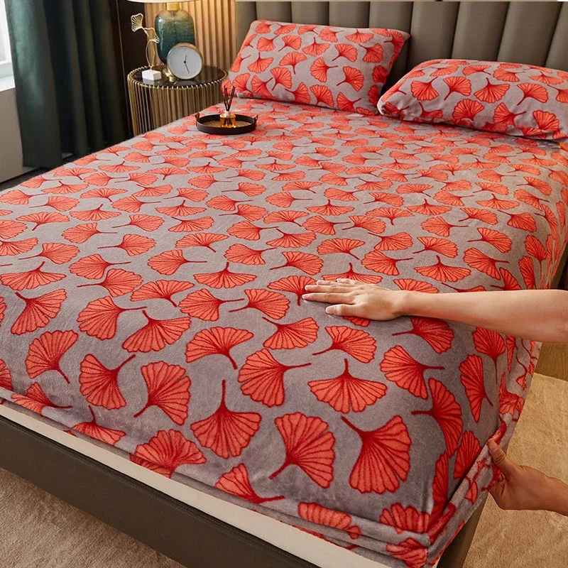 WASART Soft warm velvet elastic fitted sheet mattress protector cover winter couple luxury double bed bedsheet queen king size