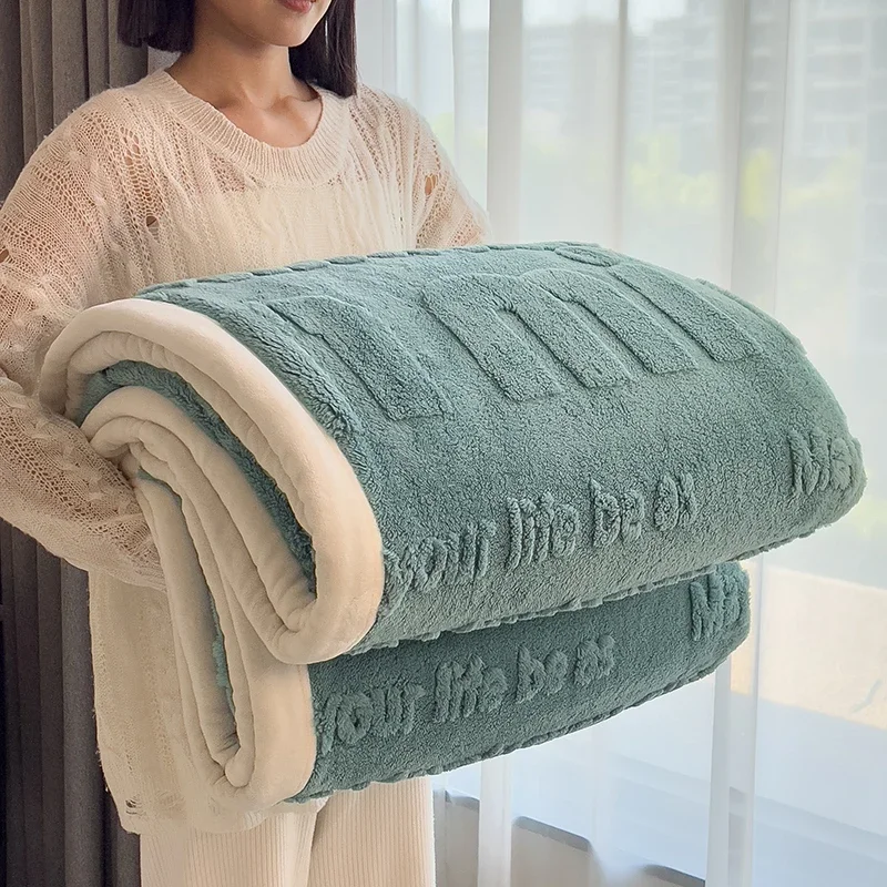 WASART Soft fluffy coral fleece blanket for bed min jacquard autumn winter warm sofa throw blanket thermal bed sheet extra large