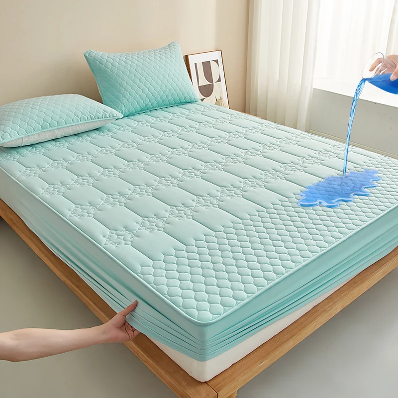 WASART King Size Double Bed Quilted Waterproof Mattress Protector Cover Elastic Fitted Sheet Protection Pad Thick Bedspread 150