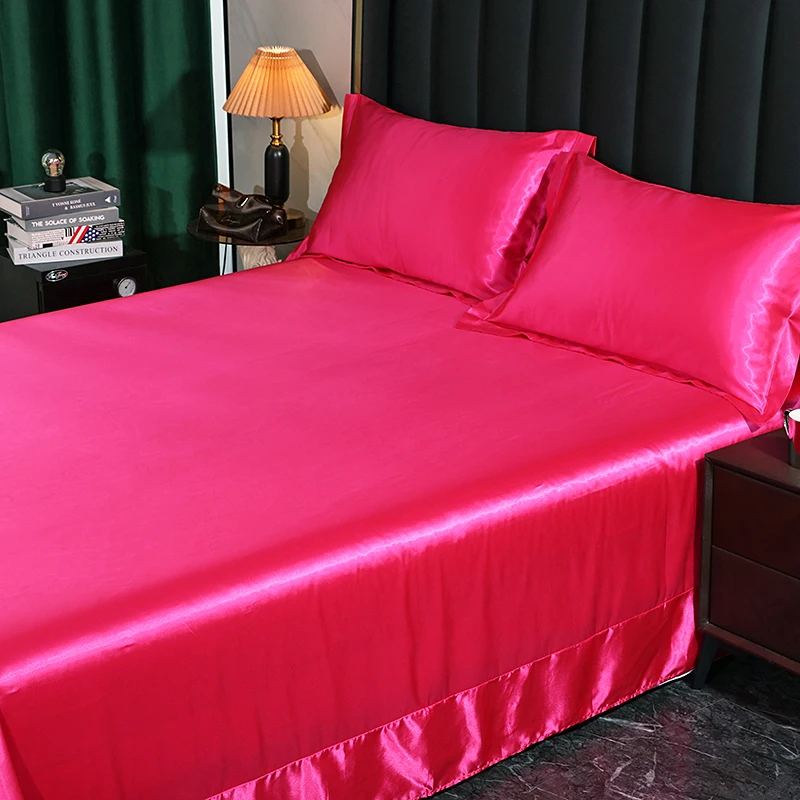 Luxury Bedding with Fitted Sheet Flat Sheet Pillowcase Mulberry Silk Bed Sheets Set Queen King Size Deep Pocket Flat Bedsheets