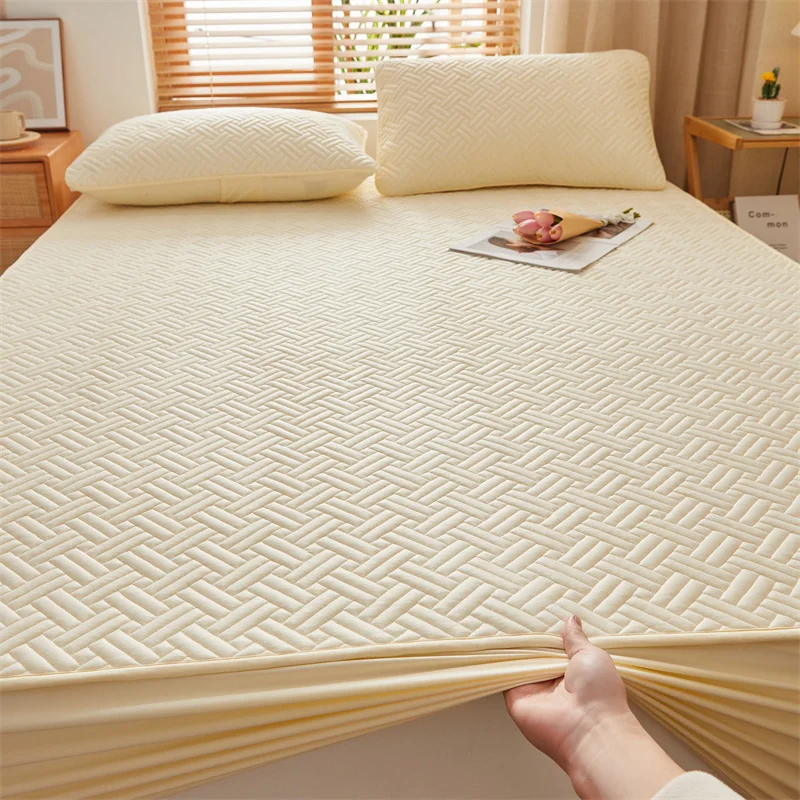3pcs/set Quilted Mattress Cover Cotton Soft Anti-bacterial Breathable Bed Pad Mat Mattress Protector Toper Cover with Pillowcase