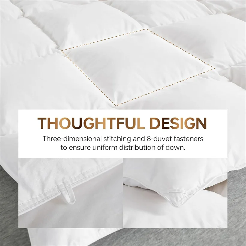 White Goose Down Comforter Luxurious Warm Winter Thick 3D Bread Bed Blanket 100% Cotton Cover Quilts Customized All Season Duvet