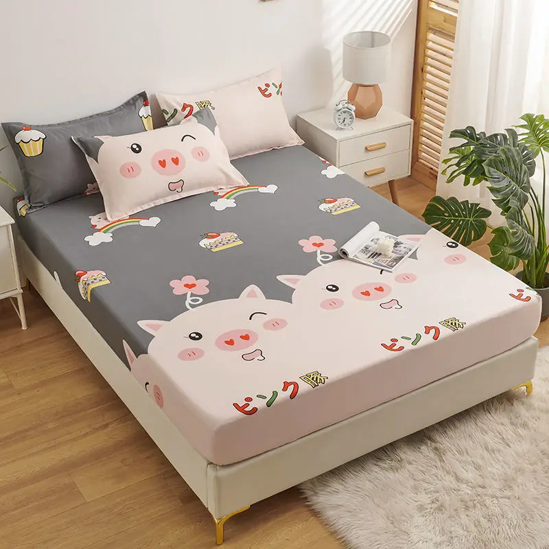 WASART Geometric printed elastic fitted sheet mattress protector cover couple 2 people luxury double bed sheet king size 90/180