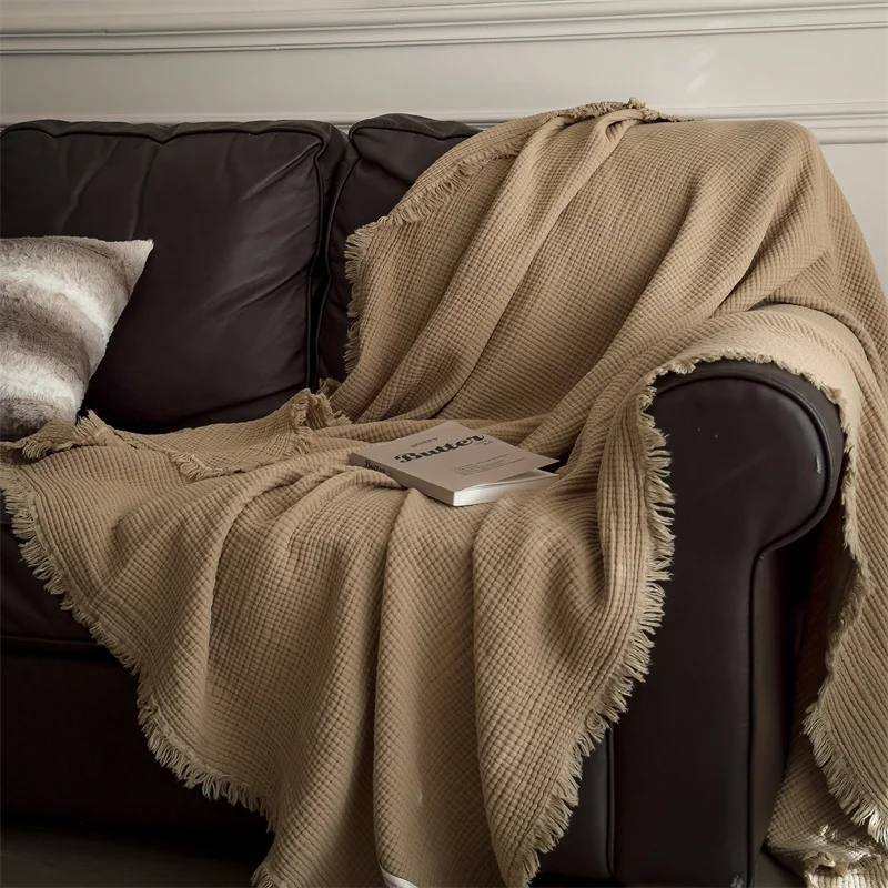 WASART With tassels pure cotton twel muslin quilt thin throw blanket bed sofa  couple luxury double bed summer bedspread 150x200