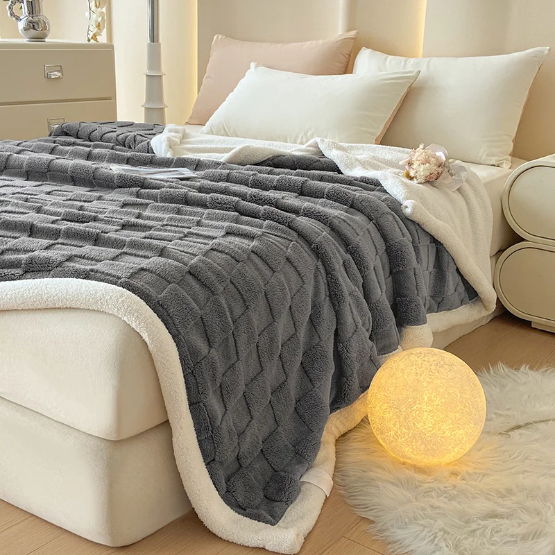 Premium Sherpa Double Layer Blanket Soft Reversible Fleece Warm Thick Throw Blanket for Bed, Couch Cozy All-Season Home Decor