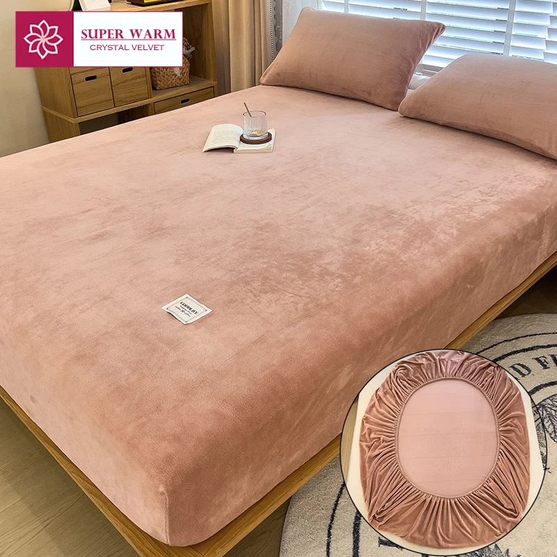 WASART Warm winter velvet fleece fitted sheet elastic mattress cover couple 2 seater bed linens luxury double bed sheet 150x190