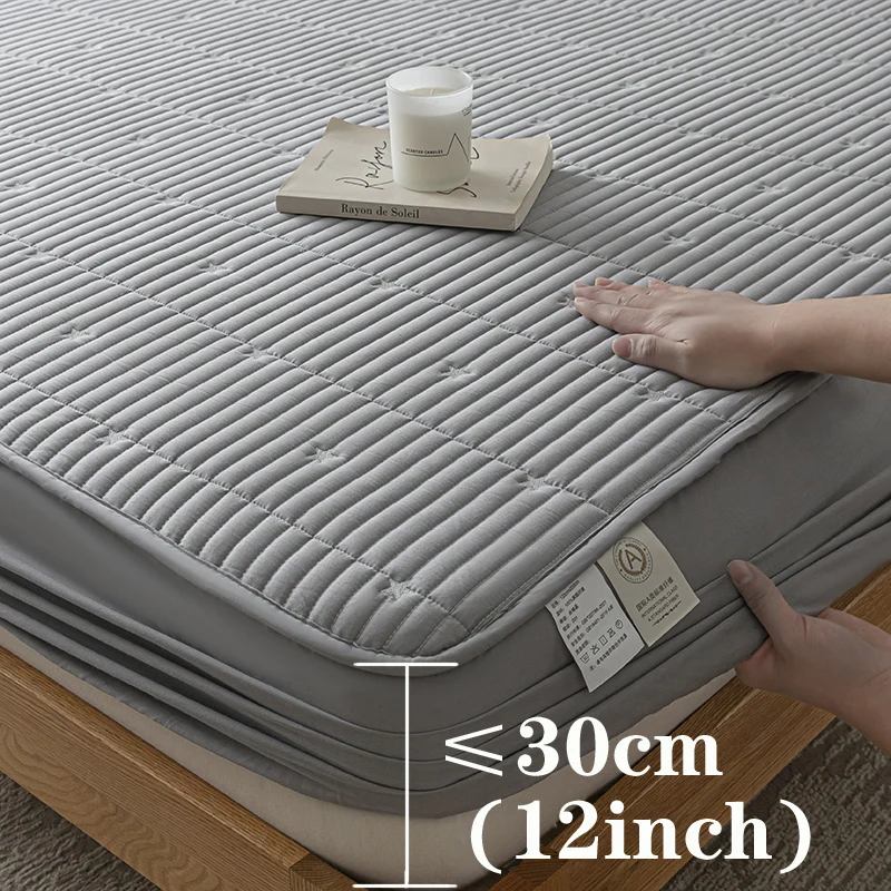 Waterproof Thicken Mattress Pad Protector Embroidered Breathable Fitted Sheet Bed Cover Durable Skin-friendly 140/160/180x200