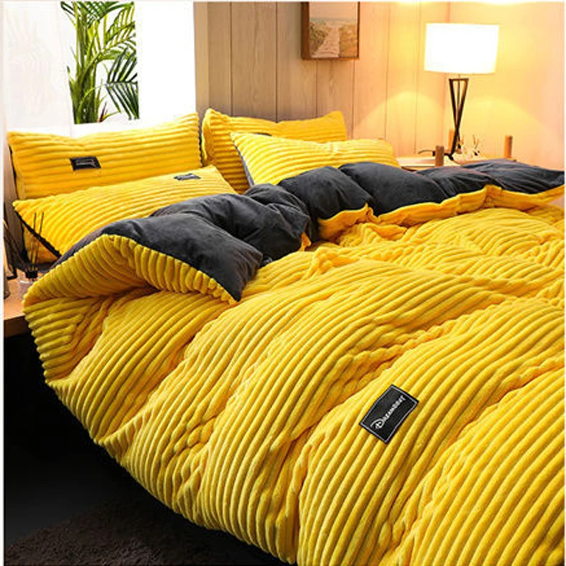 WASART Soft warm plush duvet cover winter 220x240 velvet fleece couple quilt cover double bed luxury bedding set queen king size