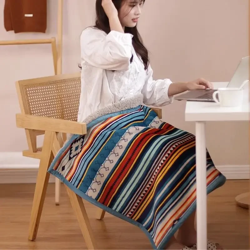 WASART Soft fluffy flannel throw blanket bohemia ethnic styl warm nap knee blanket winter coral fleece thermal small thick quilt