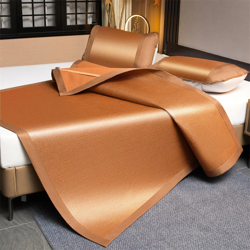 Durable Foldable Bamboo Cooling Mat for Bed Floral Printed Summer Mat for Single Double King Queen Size Bedding Set Mattress Pad