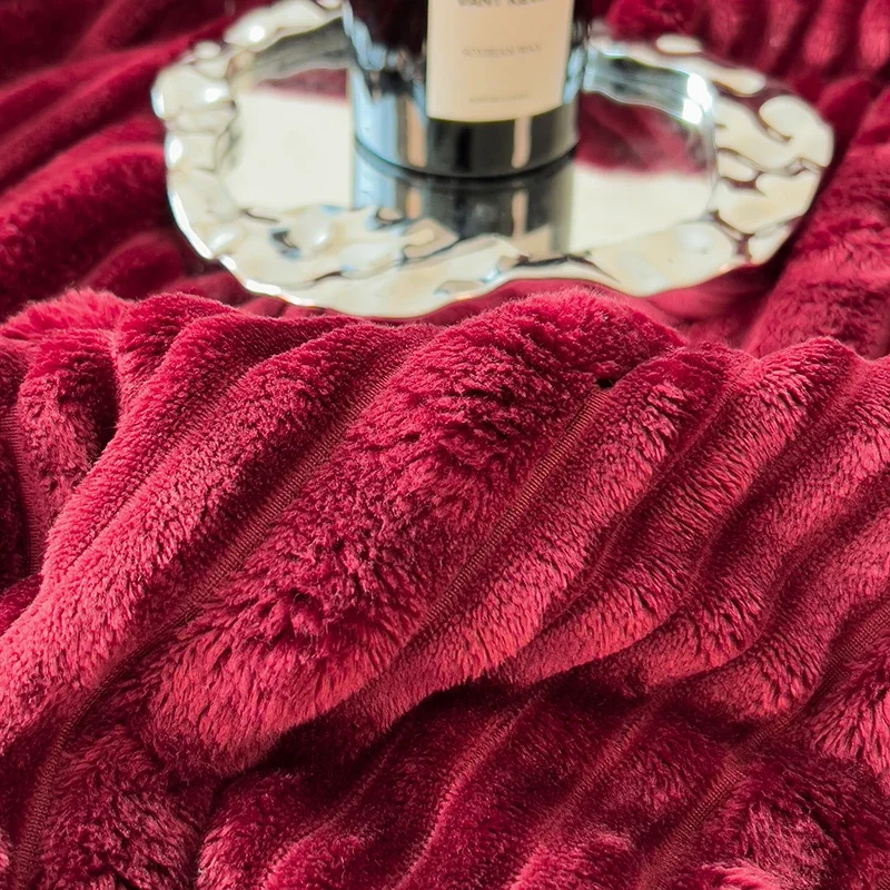 WASART New artificial rabbit plush warm blanket for beds autumn winter fluffy coral fleece sofa throw blanket thicken bed sheet